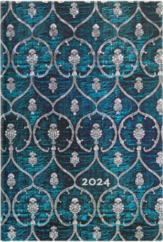 agenda paperblanks 2024 terciopelo azul mini(9,5 x 14cm) horizont al s/v y cierre con banda elástica-9781439708019