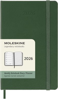 agenda moleskine 2026 semanal pocket verde mirto tapa dura-8056999275549