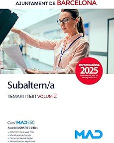 subaltern/a. ayuntamiento de barcelona / ajuntament de barcelona temari volum 2 i test-9788414299609