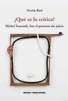 ¿que es la critica?-nicolas ried-9789566048909