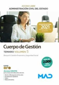 cuerpo de gestion de la administracion civil del estado (accesol libre). temario vol. 5)-9788414246719