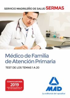 Imagen Principal de Médico de Familia de Atención Primaria del Servicio Madrileño de Salud. Test de los Temas 1 a 20