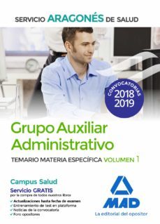 grupo auxiliar administrativo del servicio aragones de salud (salud-aragon): temario materia especifica (vol. 1)-9788414218839