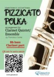 bb bass clarinet part of "pizzicato polka" clarinet quintet / ensemble sheet music (ebook)-9791222002859