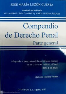 compendio de derecho penal. parte general-jose maria luzon cuesta-9788411225069