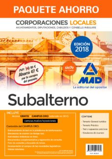 paquete ahorro subalterno de corporaciones locales. ahorro de 47  (incluye temario general juridico; temario practico; test y-9788414217269