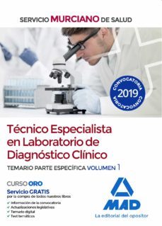 tecnico especialista en laboratorio de diagnostico clinico del servicio murciano. temario para especifica volumen 1-9788414228869