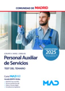 personal auxiliar de servicios (grupo v, nivel 1, area b) de la comunidad autonoma de madrid. test-9788414296189