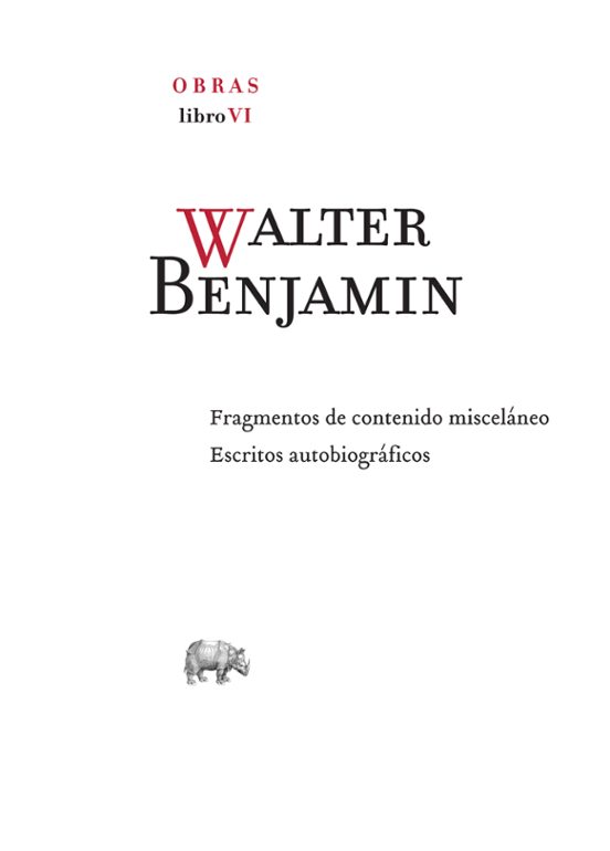 Portada de WALTER BENJAMIN  OBRAS LIBRO VI